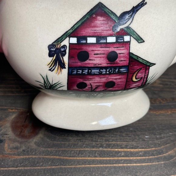 Vintage Home & Garden Party Birdhouse Stoneware Gravy Boat - Picture 2 of 7